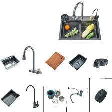  Konyhai mosogató, nagy egytálca, négylyukú beépítés, szürke A2 Y mosogatótálca