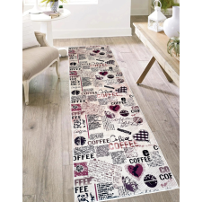 Konyhai szőnyeg Gordon 60x180cm Szív Kávés Burgundy lakástextília