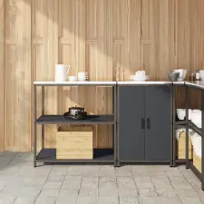  Konyhai Tároló Készlet 2 pcs Antracitszürke 150 x 50 x 92 cm bútor