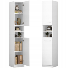 KÖNYVESPOLC FEHÉR MODERN ÁLLÓ MAGAS LOFT OSZLOP 2 AJTÓVAL 180 CM bútor