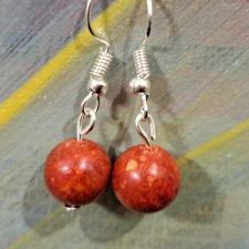  Korall fülbevaló 1 cm-es gyöngy fülbevaló