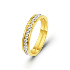 Körben kristályos nemesacél gyűrű gold - 51,8 mm gyűrű