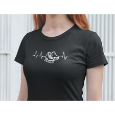  Korcsolyás EKG fekete póló egyedi ajándék