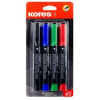 KORES Alkoholos marker készlet, 3 mm, kúpos, KORES "Eco K-Marker", 4 különböző szín