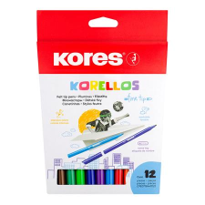 KORES Filctoll készlet, kimosható, "Korellos", 12 különböző szín (IK29013) (IK29013) filctoll, marker