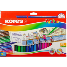 KORES Filctoll készlet, kimosható, KORES "Korellos", 24 különböző szín filctoll, marker