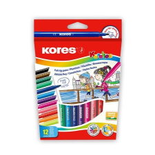 KORES Filctoll készlet, kimosható, KORES &quot;Korellos&quot;, 12 különböző szín filctoll, marker