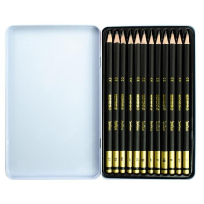 KORES Grafitceruza készlet, fém doboz, háromszögletű, KORES &quot;GRAFITOS&quot;, 12 különböző keménység ceruza