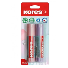 KORES Ragasztóstift, pasztell színű tokban, 2x20 g, KORES, vegyes színek ragasztó