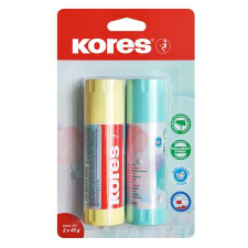 KORES Ragasztóstift, pasztell színű tokban, 2x40 g, KORES, vegyes színek ragasztó