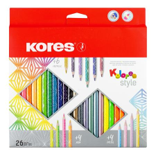 KORES Színes ceruza készlet, háromszöglet&#369;, kores &quot;kolores style&quot;, 26 különböz&#337; szín 93320 színes ceruza