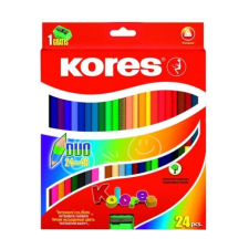 KORES Színes ceruza készlet, kétvégű, háromszögletű, KO színes ceruza
