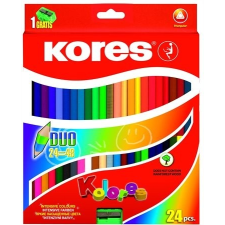 KORES Színes ceruza készlet, kétvégű, háromszögletű, KORES "Duo", 48 különböző szín színes ceruza