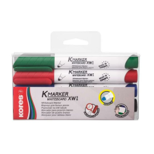 KORES Tábla- és flipchart marker készlet, 1-3 mm, kúpos, KORES "K-Marker", 4 különböző szín filctoll, marker