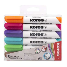 KORES Tábla- és flipchart marker készlet, 1-3 mm, vágott, KORES  K-Marker , 6 különböző szín filctoll, marker