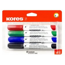 KORES Tábla- és flipchart marker készlet, kúpos, KORES &quot;Eco K-Marker&quot;, 4 különböző szín filctoll, marker