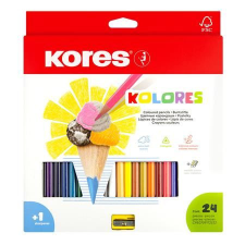 KORES Triangular háromszögletű színes ceruza készlet, 24 különböző szín (93324) színes ceruza