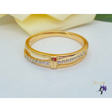  Korina gold antiallergén szolid karikagyűrű apró cirkónia kövekkel 18K gyűrű