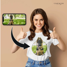  Környakú póló kedvenced képével - 5XL - Női - Fehér - Normál női póló