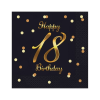 KORREKT WEB B&amp;C Happy Birthday Black-Gold 18 szalvéta 20 db-os 33x33 cm