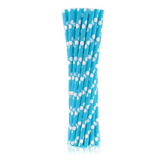 KORREKT WEB Blue Polka Dots, Kék papír szívószál 24 db-os party kellék