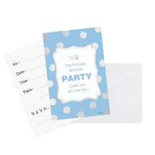 KORREKT WEB Blue Silver Dots, Kék meghívó 6 db-os party kellék