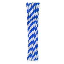 KORREKT WEB Blue Stripes, Kék rugalmas papír szívószál 12 db-os party kellék