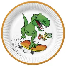 KORREKT WEB Dinoszaurusz Crazy papírtányér 8 db-os 18 cm party kellék