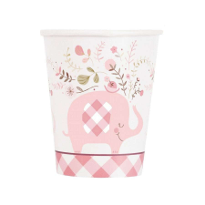 KORREKT WEB Floral Elephant Pink, Rózsaszín Elefánt papír pohár 8 db-os 266 ml party kellék