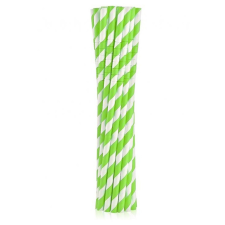 KORREKT WEB Green Stripes, Zöld rugalmas papír szívószál 12 db-os party kellék