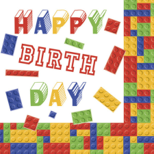 KORREKT WEB Happy Birthday Blocks szalvéta 20 db-os 33x33 cm papírárú, csomagoló és tárolóeszköz
