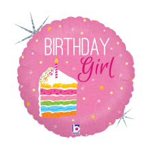 KORREKT WEB Happy Birthday Cake Girl Holo fólia lufi 46 cm party kellék