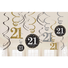 KORREKT WEB Happy Birthday Gold 21 Szalag dekoráció 12 db-os szett party kellék