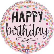KORREKT WEB Happy Birthday Pink Confetti mini fólia lufi 19 cm (WP) party kellék