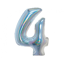 KORREKT WEB Holographic Silver, Ezüst 4-es szám fólia lufi 76 cm party kellék