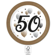 KORREKT WEB Milestone, Happy Birthday 50 papírtányér 8 db-os 23 cm FSC party kellék