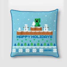 KORREKT WEB Minecraft Happy Holidays Karácsony párnahuzat 40x40 cm Velúr lakástextília