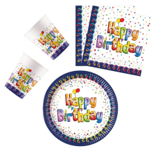 KORREKT WEB Multicolor Happy Birthday party szett 36 db-os 23 cm-es tányérral party kellék