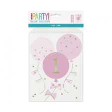 KORREKT WEB Pink 1st Birthday Party bags, Papírzacskó 8 db-os party kellék