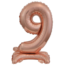 KORREKT WEB Rose Gold mini 9-es szám fólia lufi talppal 38 cm party kellék