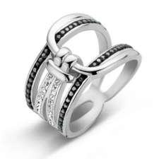 KORREKT WEB Victoria Ezüst színű fekete, fehér köves gyűrű gyűrű