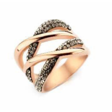 KORREKT WEB Victoria Rose gold színű fekete köves gyűrű gyűrű