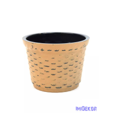  Kosármintás koptatott műanyag kaspó - Barna dekorációs kellék