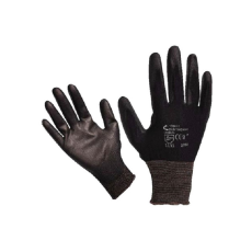  Kötött kesztyű fekete nylon, XL-es méret, 10` poliuretánba mártott teny. és ujjhegy., gumírozott mandzse