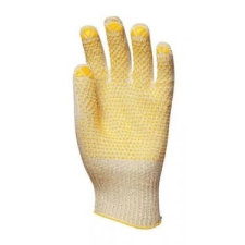  KÖTÖTT VÉKONY FEHÉR ABRALON/NYLON KESZTYŰ, SÁRGA PÖTTYÖS (7) védőkesztyű