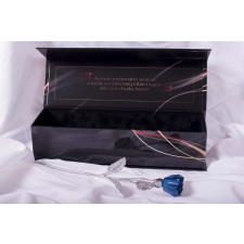  Kovácsoltvas örök rózsa díszdobozban KÉK/KRÓM ajándéktárgy