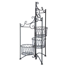  Kovácsoltvas Virágtartó Állvány - 3 Kosár - 49x98 cm bútor