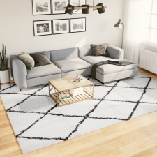  Krém és fekete hosszú szálú bozontos modern szőnyeg 240x340 cm lakástextília