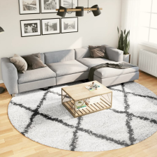  Krém és fekete hosszú szálú bozontos modern szőnyeg Ø 280 cm lakástextília