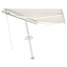 Krémszínű kézzel kihúzható LED-es napellenző 300 x 250 cm kerti bútor